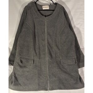 Roamans Womens Sherpa Teddy Coat Size 2X Grey Outdoors Neutral Cozy Casual